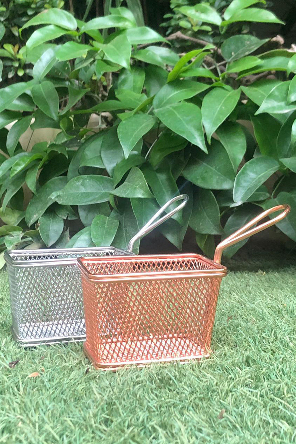Copper Rectangular Mesh Serving Basket Set of 2
