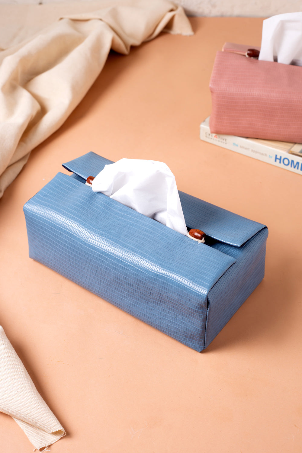 Arron Textured Blue Tissue Cover