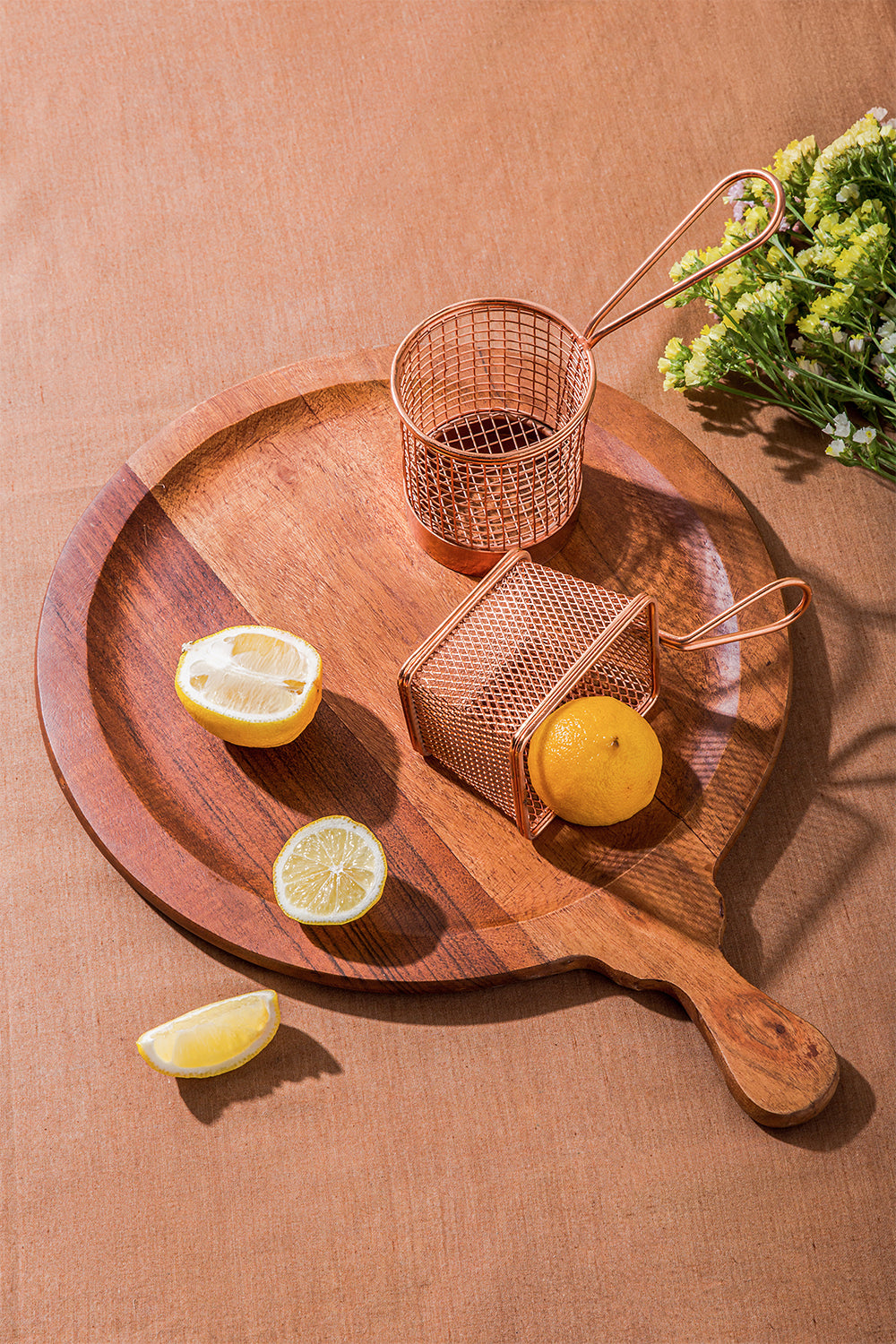 Copper Rectangular Mesh Serving Basket Set of 2